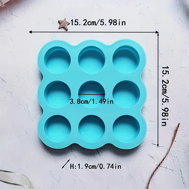 9 Cavity Round Silicone Mould 15 x 15