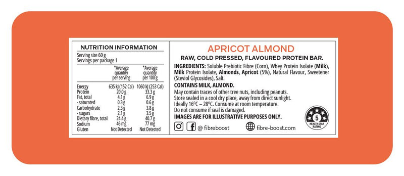 Fibre Boost - Apricot Almond Protein Bars 60g **NEW**