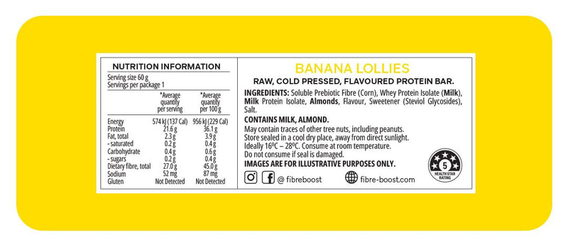 Fibre Boost - Banana Lollies  Protein Bar 60g