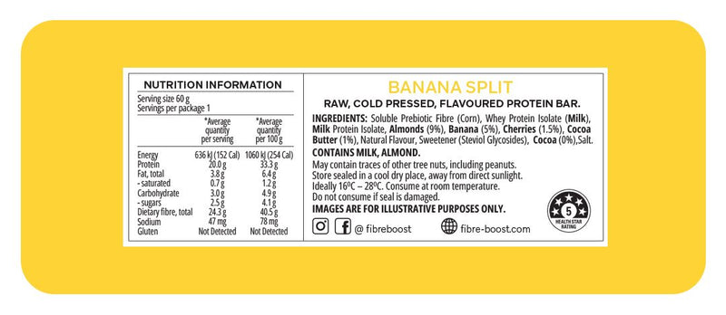 Fibre Boost - Banana Split Protein Bars 60g  **NEW**
