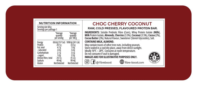 Fibre Boost - Choc-Cherry-Coconut Protein Bar 60g