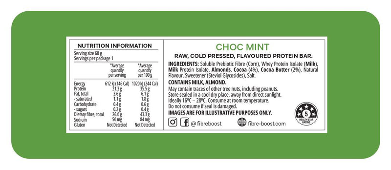Fibre Boost - Choc-Mint Protein Bars 60g **NEW**