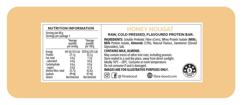 Fibre Boost - Honey-Nougat Protein Bar 60g