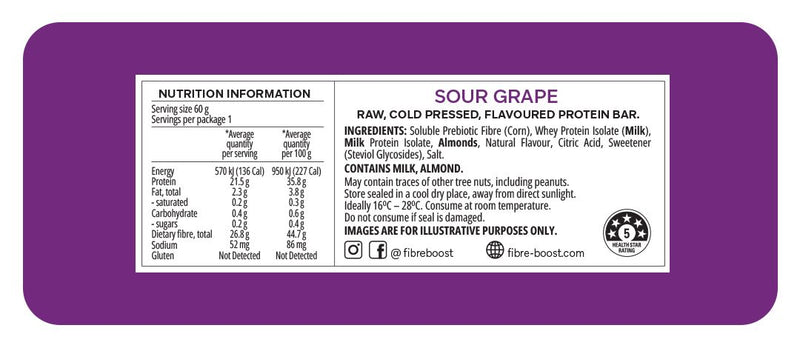 Fibre Boost - Sour-Grape Protein Bars 60g **NEW**