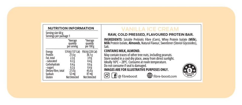 Fibre Boost - Vanilla-Ice-Cream Protein Bars 60g **New**