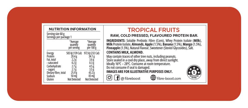 Fibre Boost - Tropical Fruits Protein Bar 60g